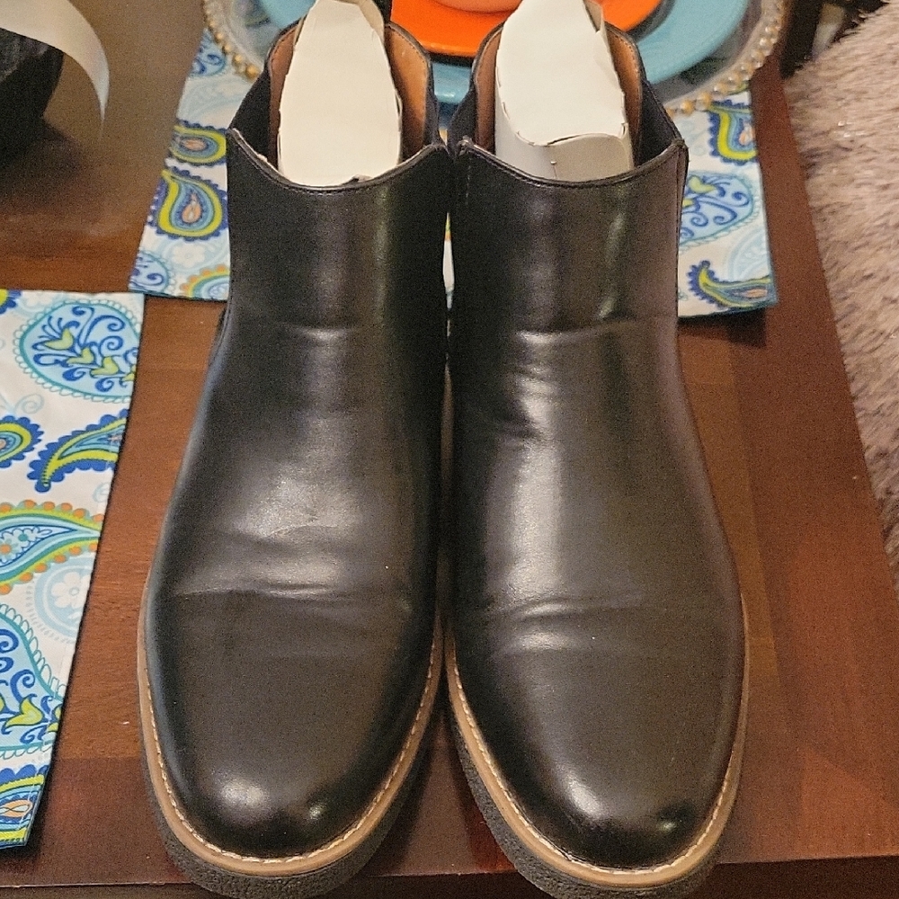 Sz 11 Mens Deer Stags Black Leather Boat Shoes